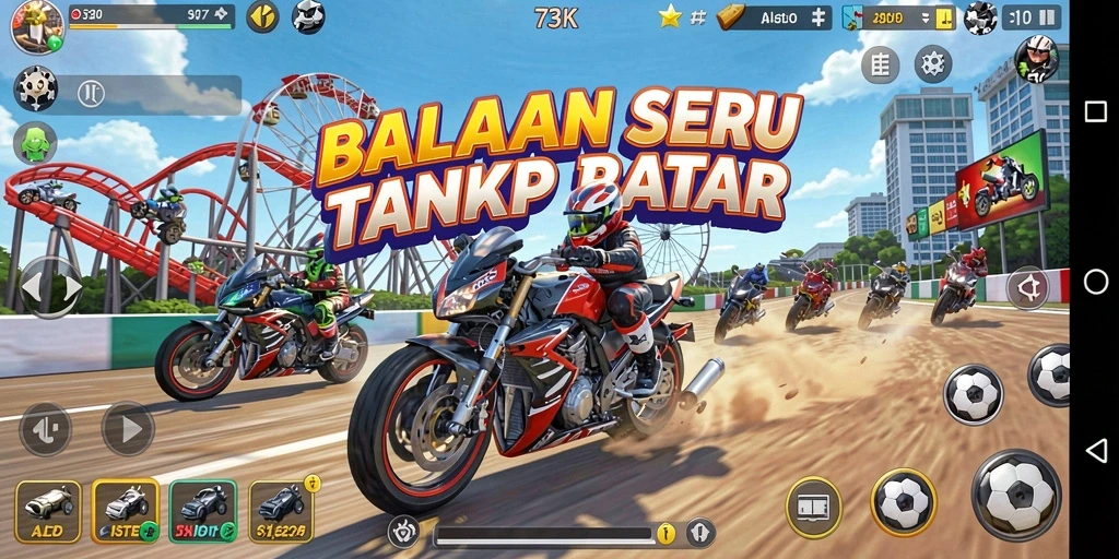 Tampilan gameplay Racing yang mendebarkan di 73K.
