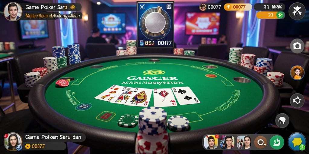 Tampilan gameplay seru dari C0077 dengan pemain Poker yang kompetitif.