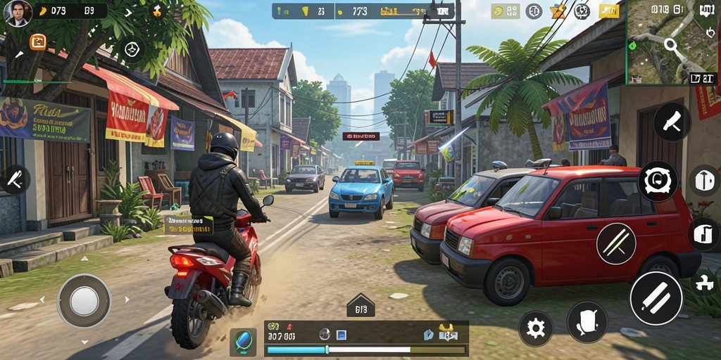 Tampilan gameplay D73 yang mendalam dan interaktif.