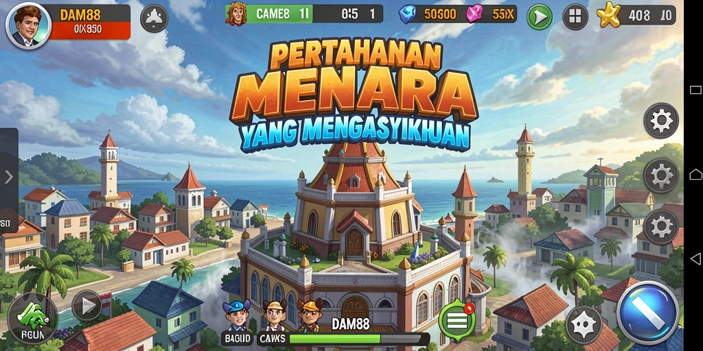 Tampilan menakjubkan dari gameplay Tower Defense DAM88.