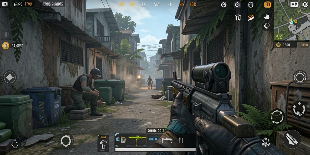 Screenshot utama KAKRP menampilkan aksi seru dalam gameplay TPS.