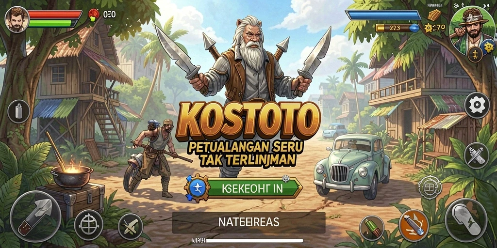 Tampilan gameplay KOSTOTO yang penuh aksi dan petualangan seru.