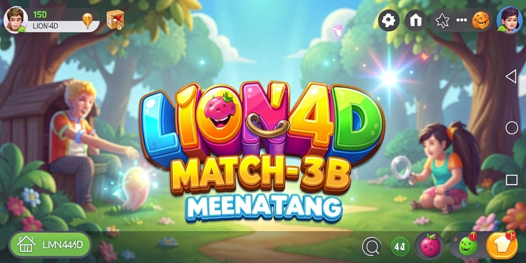 Screenshot gameplay LION4D menampilkan keseruan mencocokkan item Match-3.