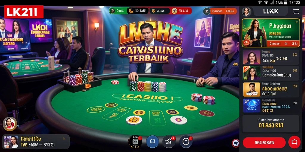Screenshot gameplay LK21 menampilkan dealer profesional dan permainan yang mendebarkan.