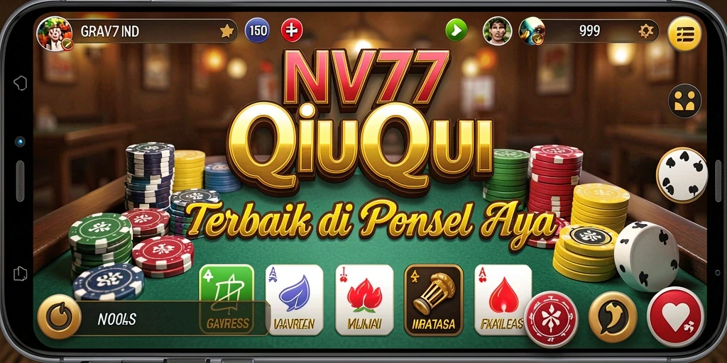 Screenshot gameplay NV77 menampilkan momen seru saat bermain QiuQiu.