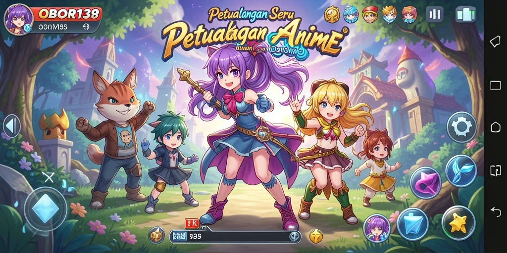 Tangkapan layar OBOR138 menampilkan aksi seru dalam pertarungan karakter anime.