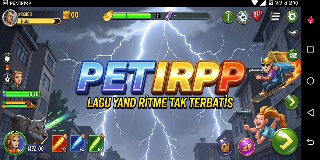 Screenshot utama PETIRRP menampilkan gameplay musik interaktif dan menyenangkan.