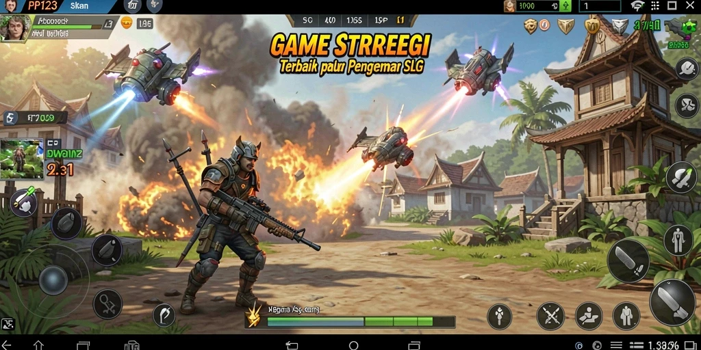 Screenshot gameplay PP123 yang menunjukkan aksi strategis di medan perang.