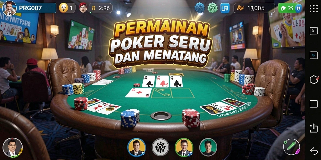 Screenshot PRG007 menampilkan gameplay Poker yang menarik dan interaktif.