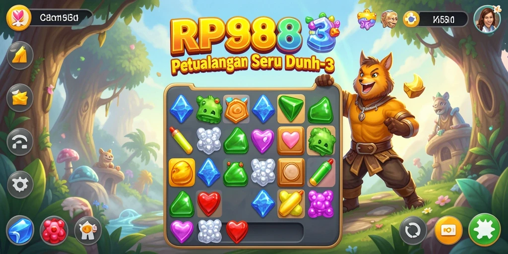 Tangkapan layar gameplay RP888 yang menampilkan keseruan mencocokkan elemen.