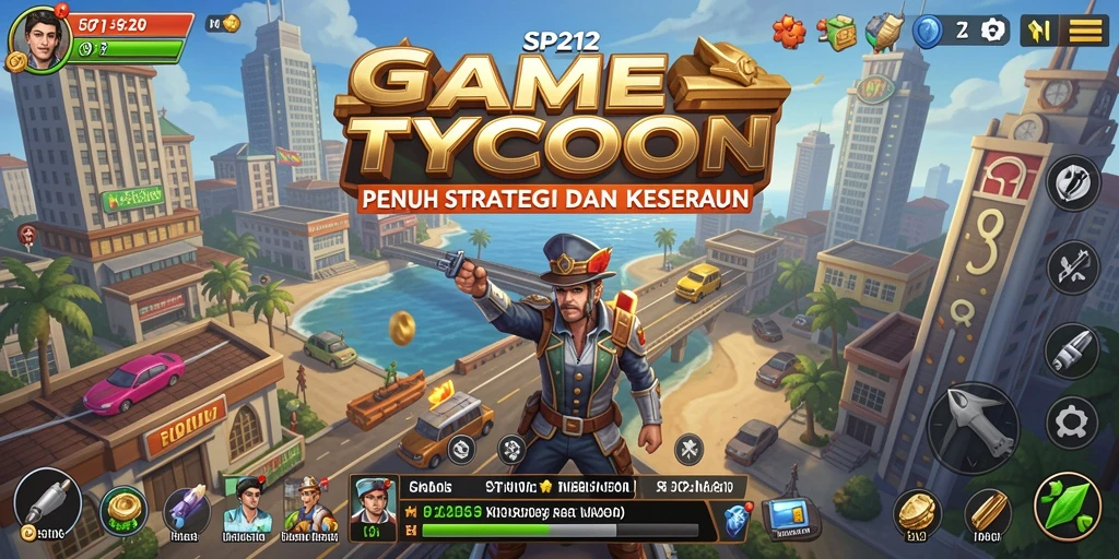 Screenshot utama SP212 menunjukkan momen seru dalam gameplay Tycoon.