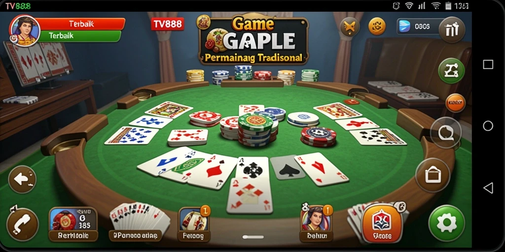 Tampilan stylish dan interaktif dari permainan Gaple TV888.
