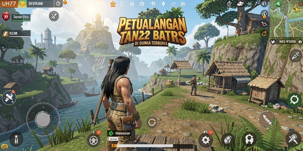 Screenshot UH77 menampilkan momen epik dari eksplorasi dunia terbuka.