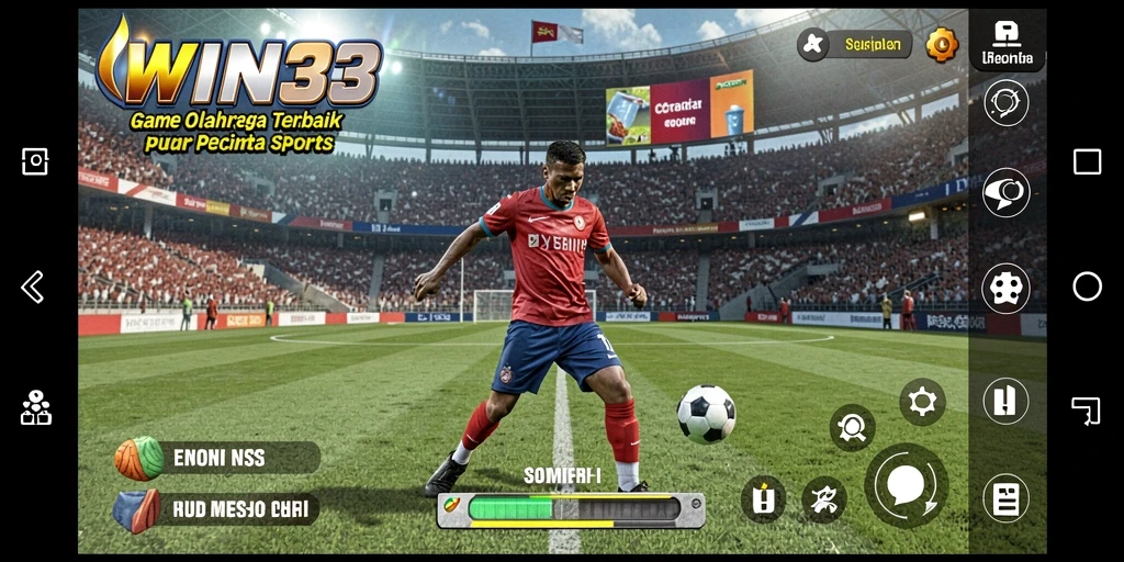 Screenshot utama WIN33 menampilkan aksi mendebarkan dalam gameplay olahraga.