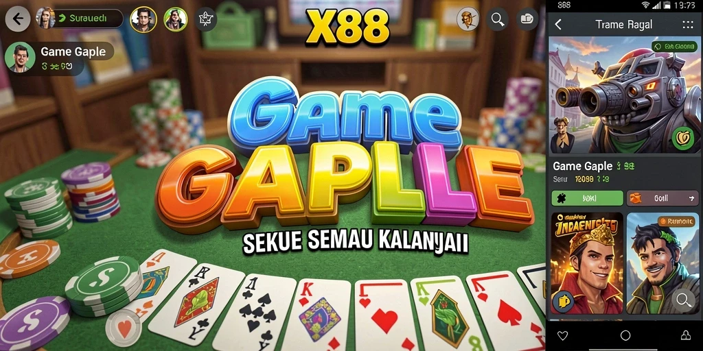 Screenshot gameplay X88 yang menunjukkan keseruan bermain Gaple.